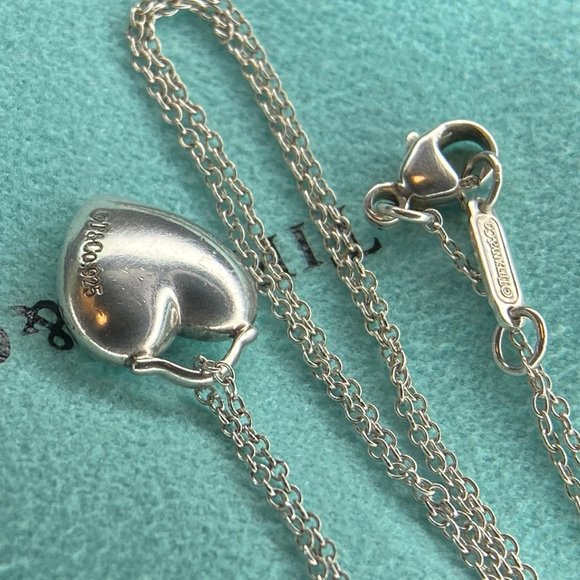 Tiffany & Co. Sterling Silver Puffed Heart Pendant Necklace 16" - Picture 5 of 7